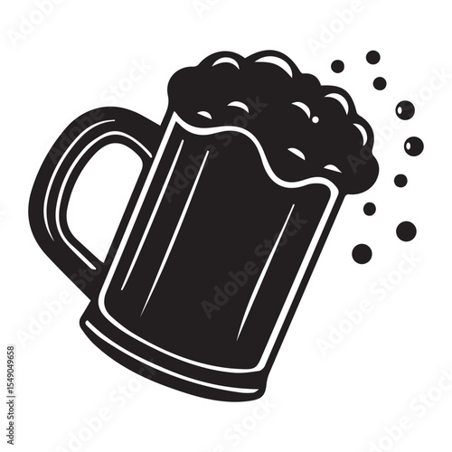 beer mug black isolated icon silhouette vector art illustration on white background