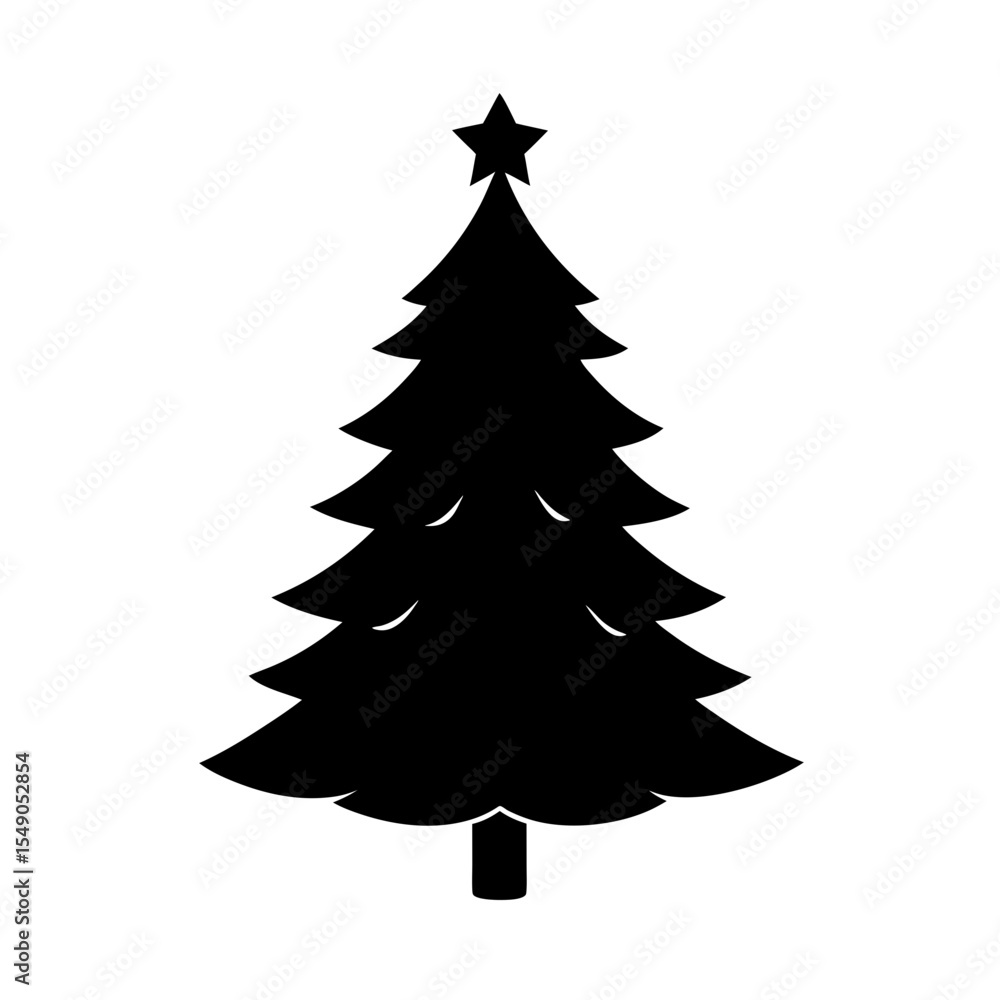 Obraz premium black silhouette of a christmas tree on white back.svg