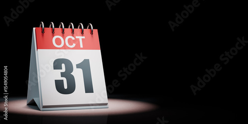 October 31 Calendar Spotlighted on Black Background