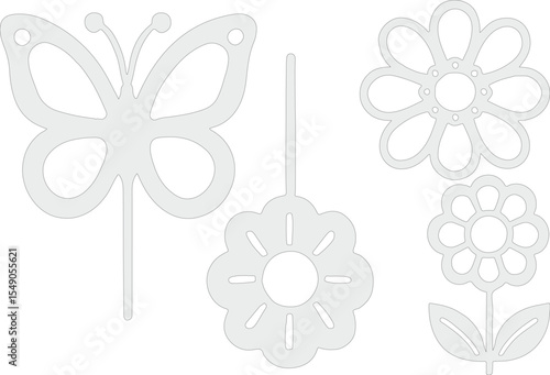 Motyl i kwiat na patyku, półprodukty na lizaki, do prac plastycznych 