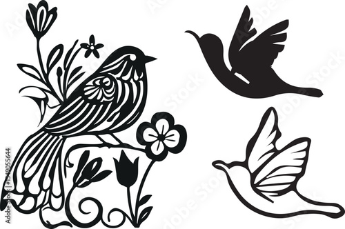  Ilustracja wektorowa z ptakami — minimalistyczny motyw przyrodniczy.