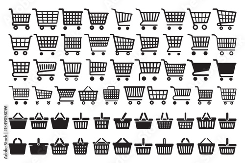 Shopping Cart and Basket Icon Set for E-Commerce and Retail Design
