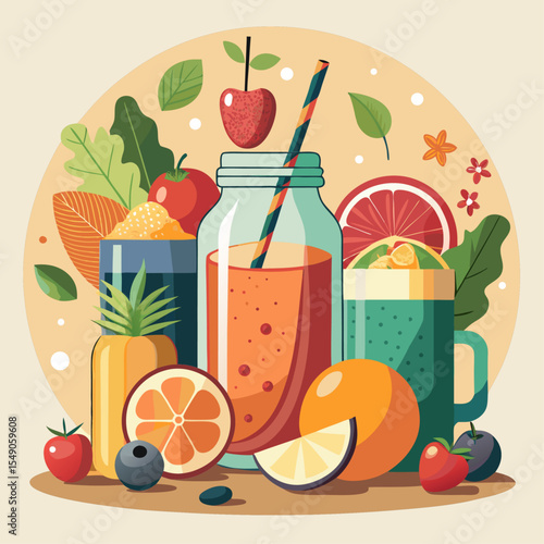 Smoothie Infographic – Fruit Elements on Pastel Background	