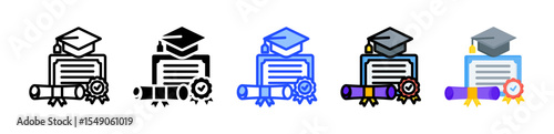 Diploma Icon Collection With Multiple Styles