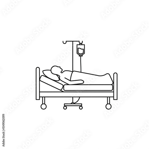 icon of hospital stretcher with wheels and patient outline in flat minimal style