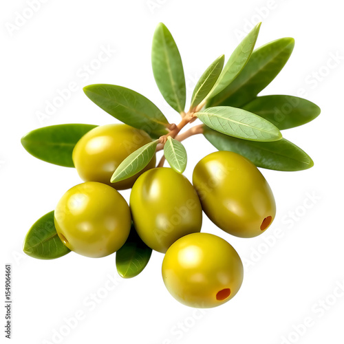 Wallpaper Mural Green Olives on Branch with Lush Leaves Vibrant Yellow Green Fruits Natural Food Photography Studio Shot Torontodigital.ca