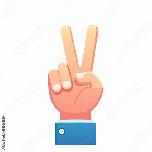 Victory Gesture: A friendly, symbolic hand sign offering a message of peace and unity against a background of harmony and positivity, evoking feelings of friendship, tranquility and happiness.
