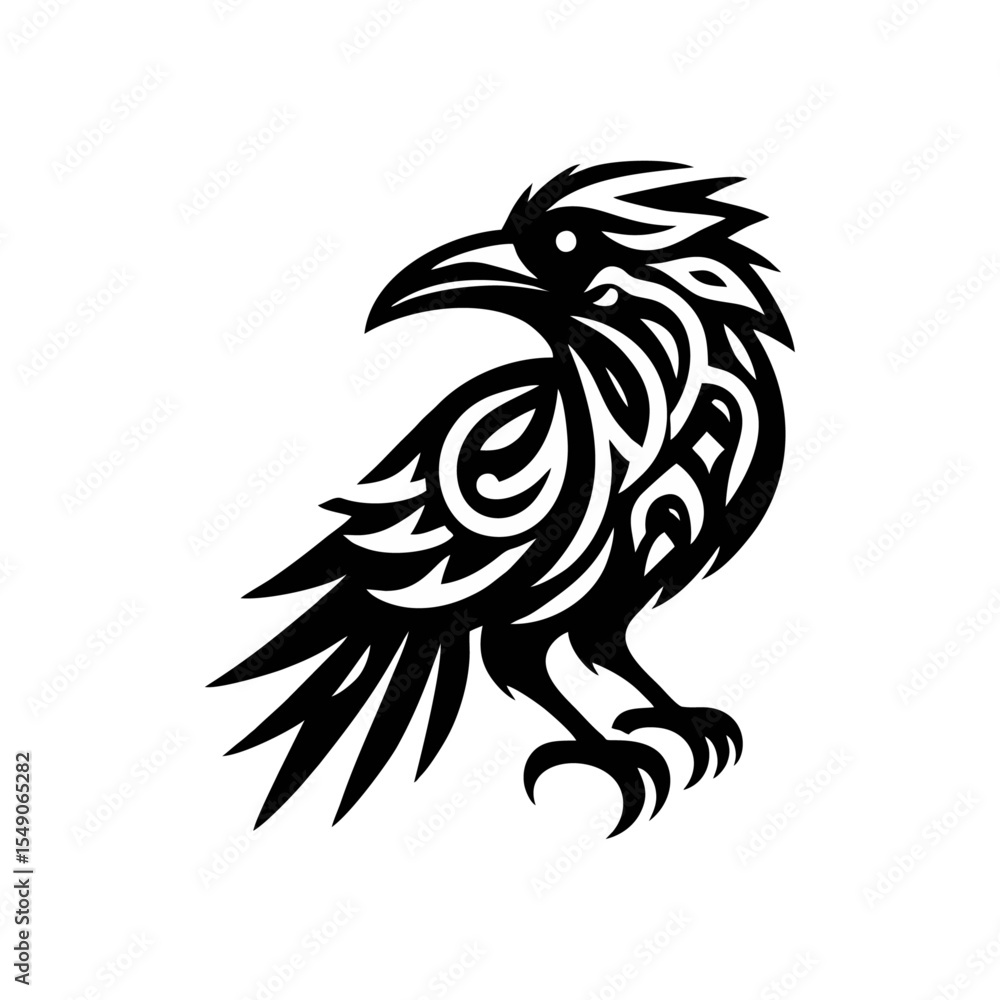 raven tribal modern simple vector black white professional isolated white background raven tribal modern simple vector black white professional isolated white background