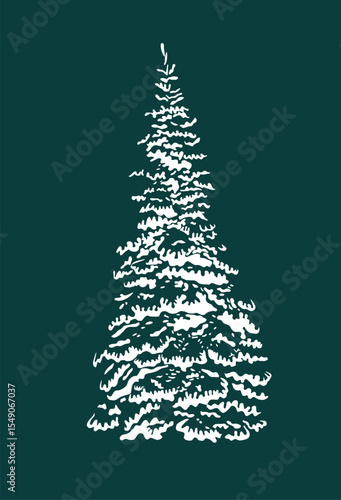 Wallpaper Mural Snow covered tree object. hand drawing. Not AI. Vector illustration Torontodigital.ca
