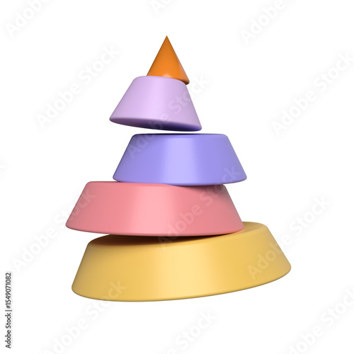Abstract pastel cones stacked in a modern geometric design against a black background.