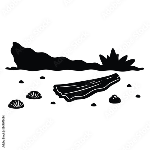 Driftwood and Seashells on Quiet Shore