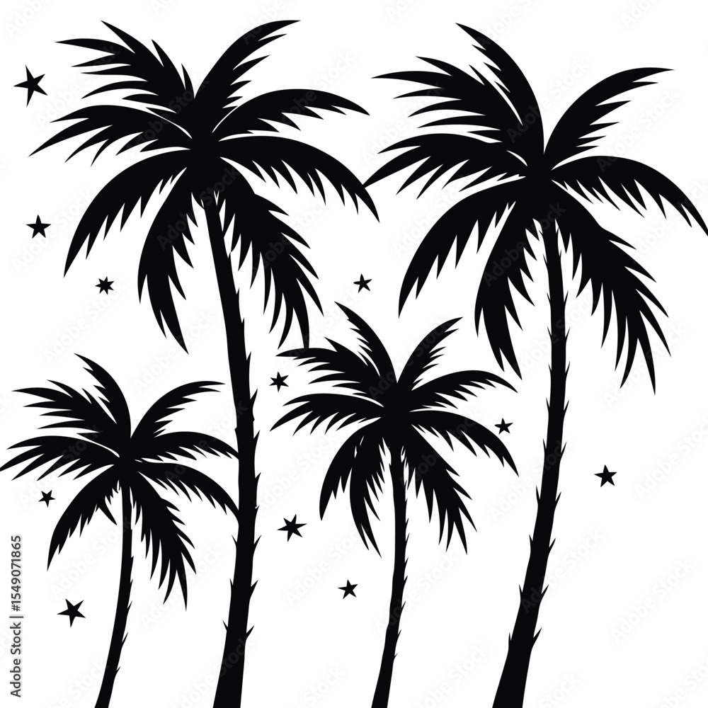 Fototapeta premium Palm Trees Swaying Under Bright Blue Sky
