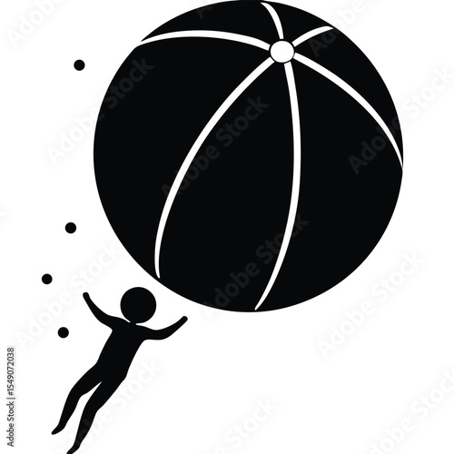 Silhouette of Beach Ball in Mid Air