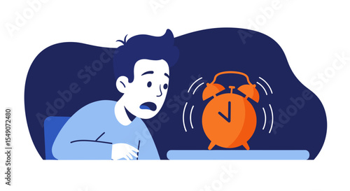 Morning alarm shock illustration for time management awareness vector illustration