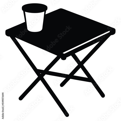 Silhouette of Collapsible Beach Table with Cupholders