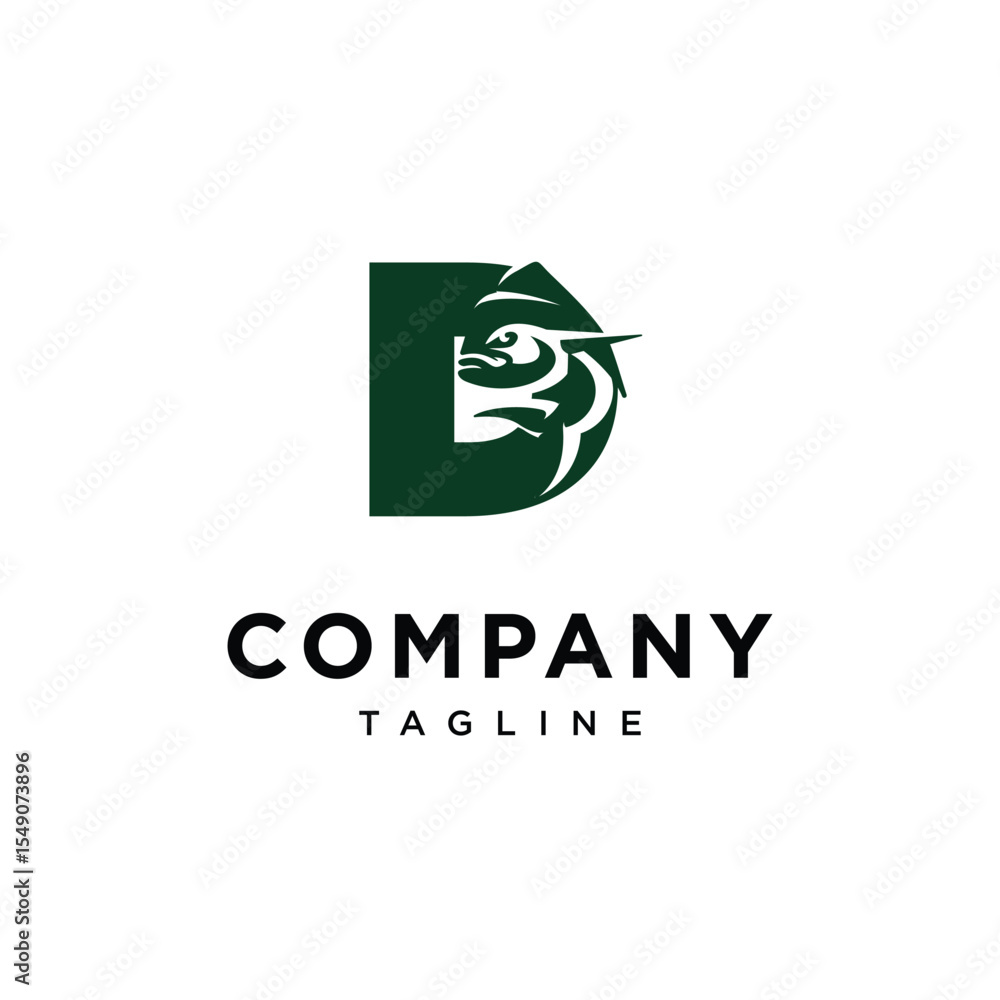 Obraz premium Letter D Mahi Mahi Fish Logo Icon Vector