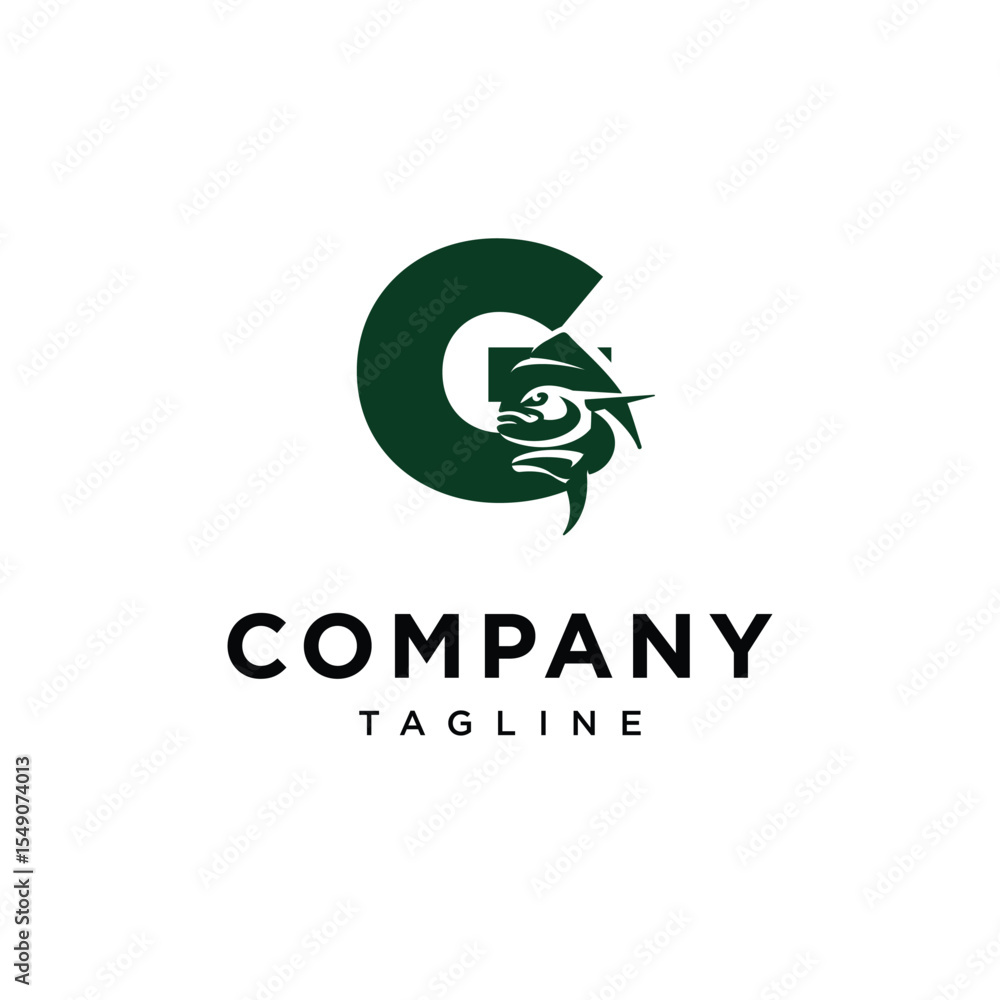 Fototapeta premium Letter G Mahi Mahi Fish Logo Icon Vector