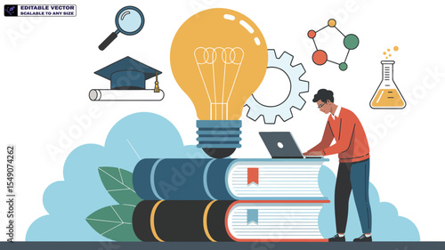 Learning and innovation concept for education and business with creative idea and knowledge growth design