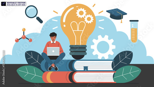 Learning and innovation concept for education and business with creative idea and knowledge growth design