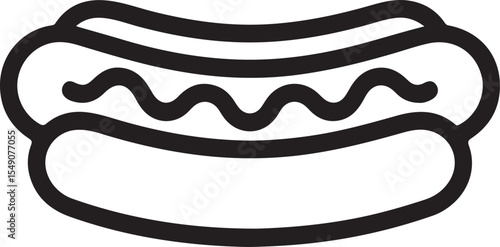 Wavy hot dog icon in simple linear vector style