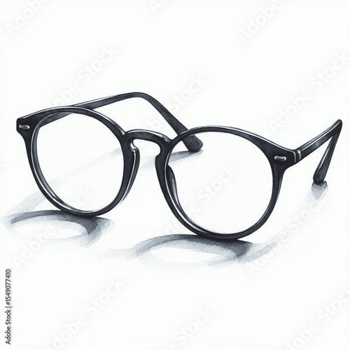 Ink Flow Frames Black eyeglass frames isolated watercolor vector illustration svg
