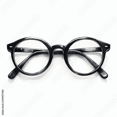 Graphite Wash Black eyeglass frames isolated watercolor vector illustration svg