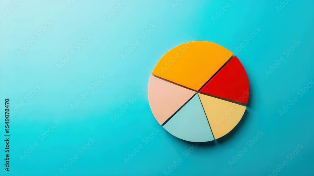 Colorful pie chart infographic with five to six segments blue ...