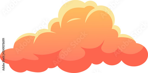 Cartoon style orange and yellow cloud, featuring highlighted edges, floats against a bright white background, creating a vibrant and cheerful atmosphere perfect for imaginative designs