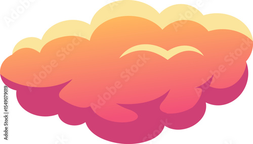 Cartoon cloud floating in a clear sky, featuring a vibrant pink and orange gradient. Creating a dreamy, playful atmosphere perfect for evoking imagination and fantasy