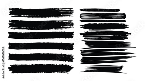 A versatile set of grunge brush strokes, black ink splashes, and paint strokes offers a colorful vector art pattern for your business design needs