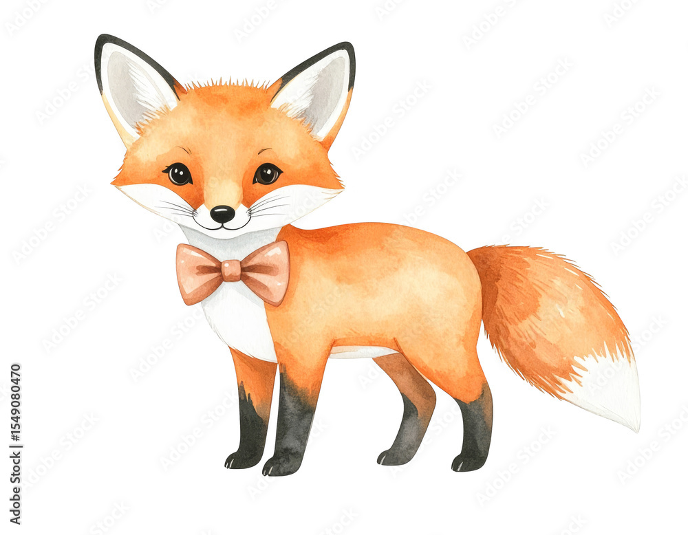 Obraz premium Fox in a bow tie, charming wildlife portrait of dapper fox with bow tie dashing