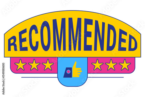 Recommended badge banner. Banner recommended with thumbs up. Advertising badges with like