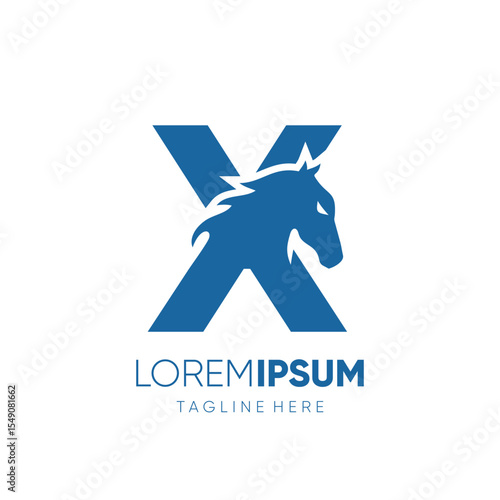 Letter X Initial Horse Logo Design Vector Icon Graphic Emblem Symbol Image Illustration 