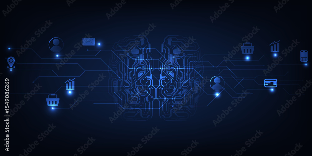 Obraz premium Vector illustrations of ai automated affiliate marketing business strategy.