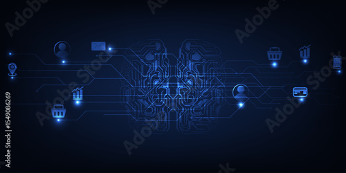 Vector illustrations of ai automated affiliate marketing business strategy.