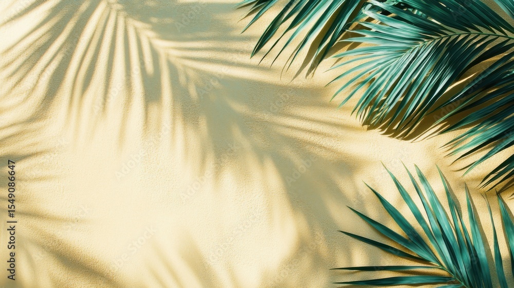 summer background of beach sand with shadows from palm leaves, top view summer background of beach sand with shadows from palm leaves, top view