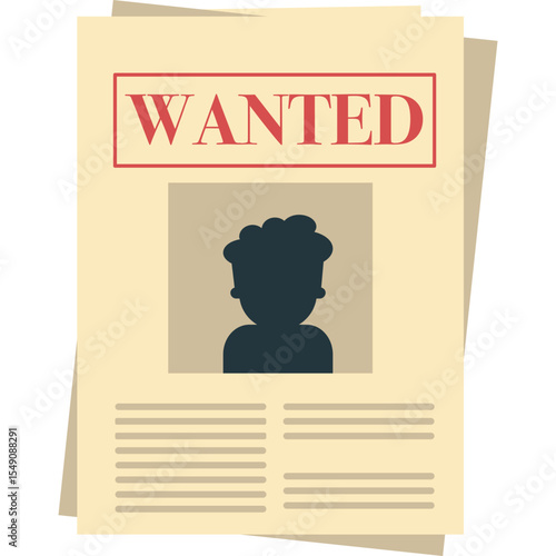 wanted criminal poster vector flat illustration