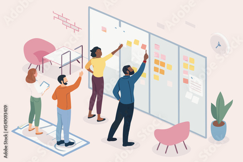 Brainstorming Session Around Idea Wall