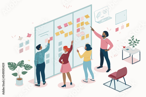 Brainstorming Session Around Idea Wall