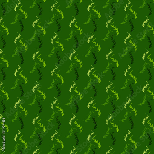 Botanical seamless leaf pattern in green tones.