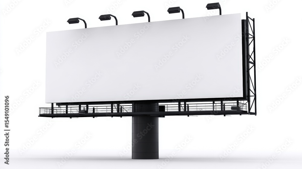 Obraz premium Large empty outdoor billboard structure with metal frame and lights in open space