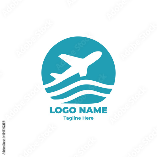 Travel company logo and vacation symbol vector for tourism business identity, modern airplane design, creative travel branding logo for trip and global destination agency