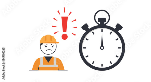 Time management in construction safety - vector illustration for awareness campaigns