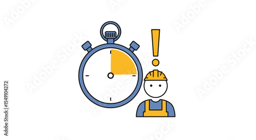 Time management and workplace safety concept illustration for project planning and industrial efficiency vector illustration