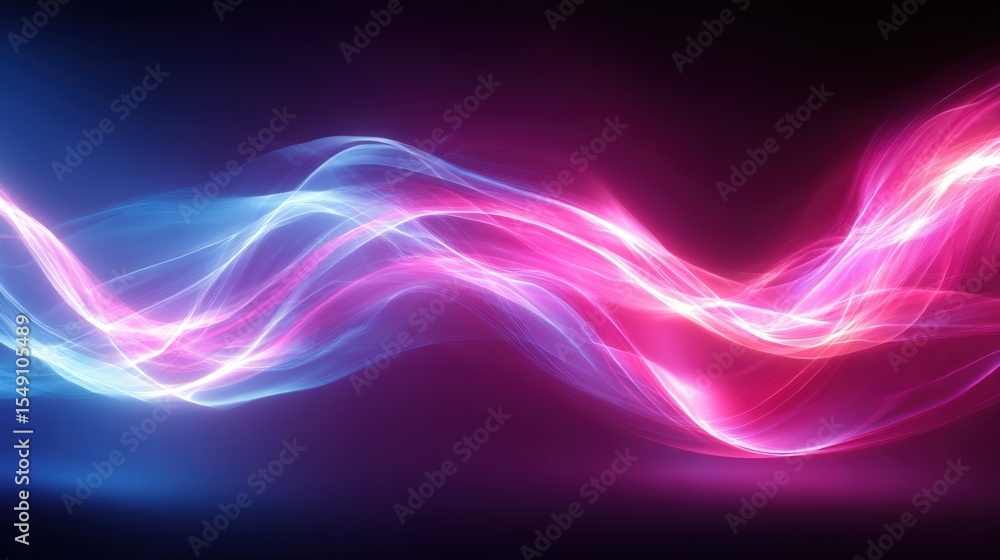 Naklejka premium Vibrant Abstract Light Waves in Blue Pink Colors with Dynamic Flow and Motion