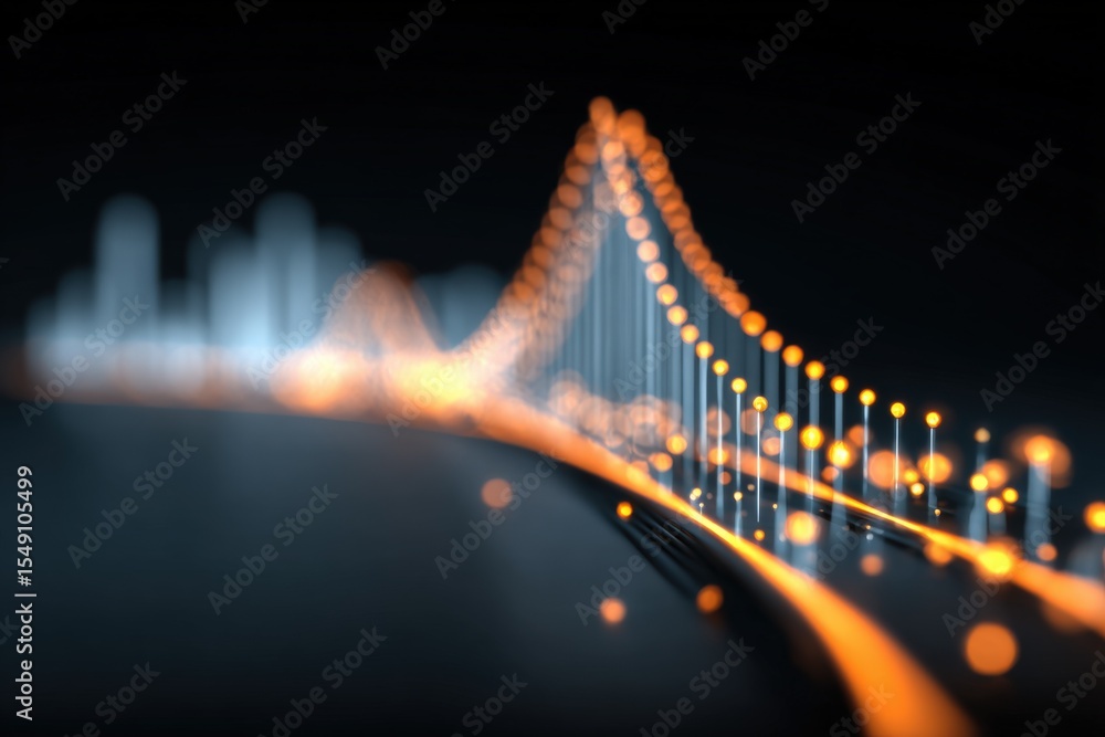 Obraz premium Close-up of a vibrant digital data visualization with glowing lines and points on a dark background