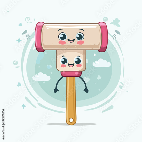 lint roller in cute cartoon character style with expressive face and limbs.