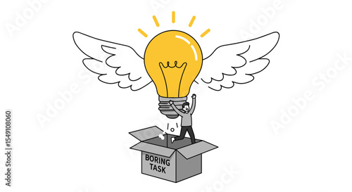 Breaking free from the ordinary: creative ideas with wings for innovative thinking and problem solving vector illustration