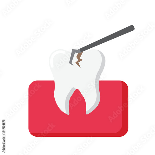 cracked or damaged teeth. dental care for healthy teeth. stock illustration