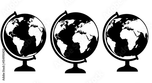 Black and white globe vector illustration for international education design